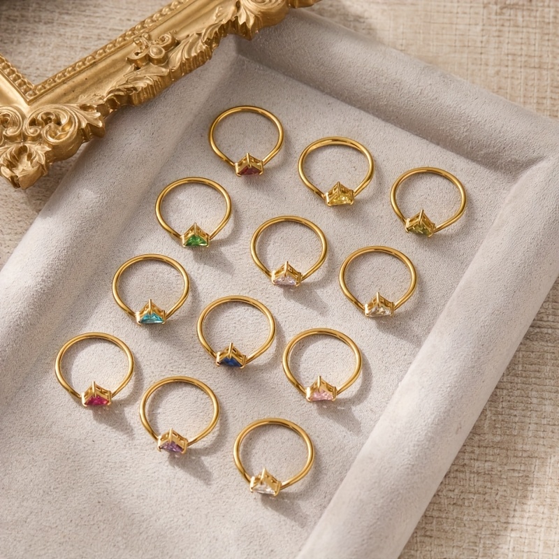 Fashion Elegant December Stainless Steel Triangle Ring